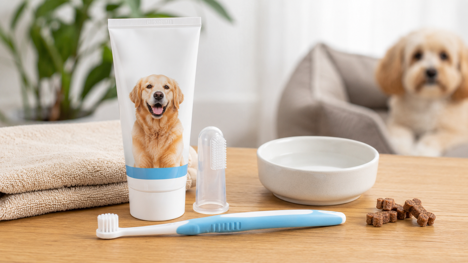 Dog brushing at home