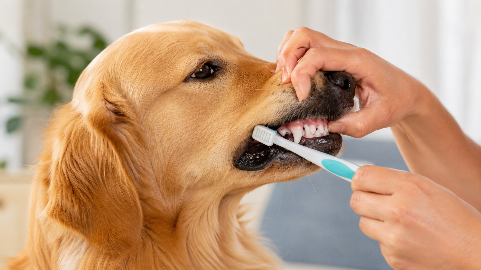 Dog brushing at home