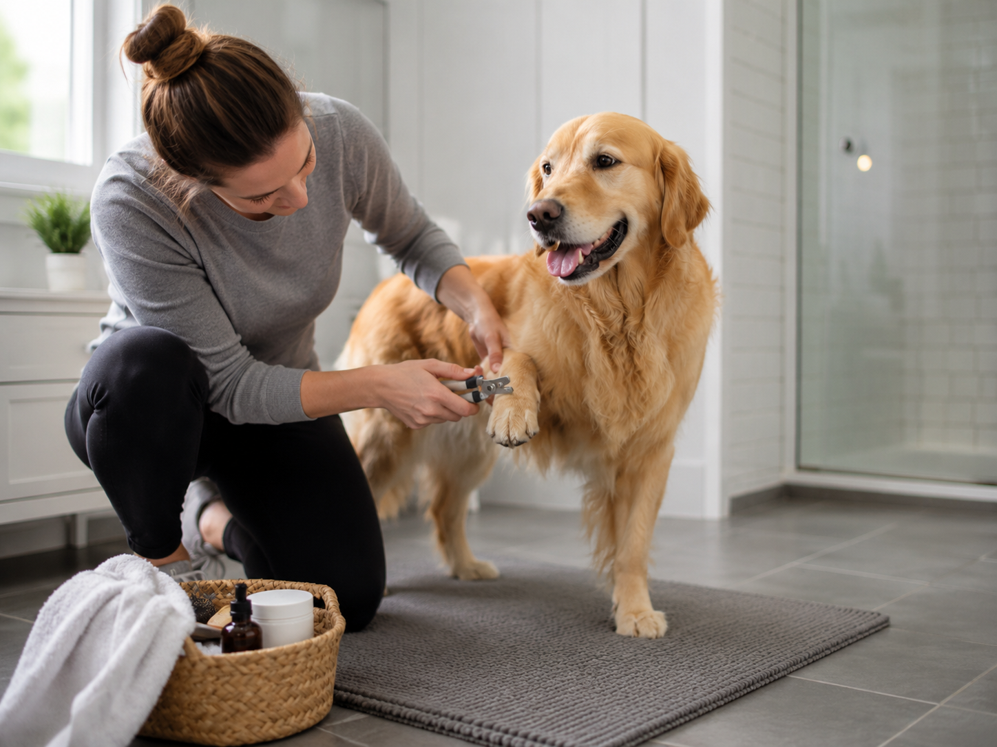 Dog brushing at home