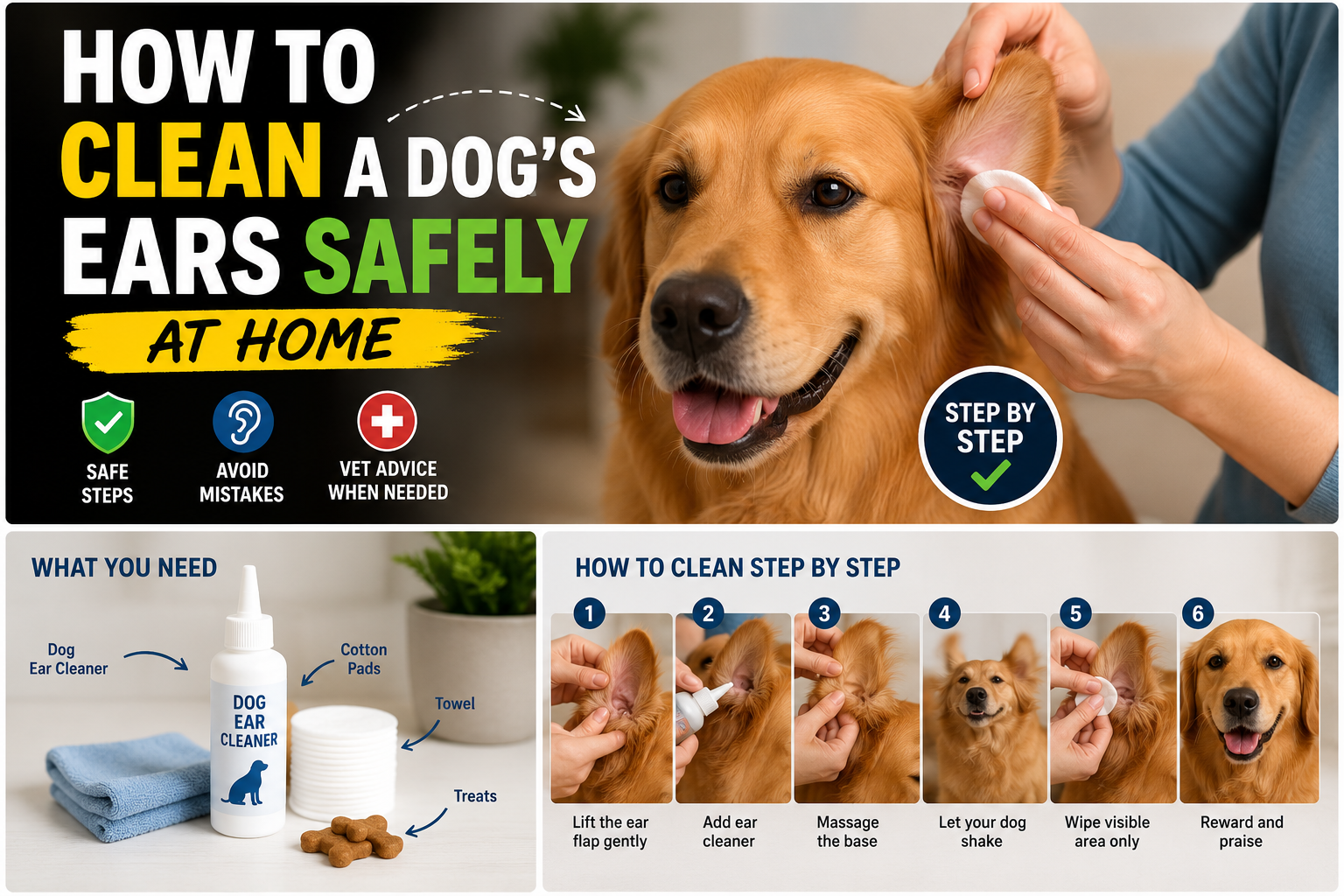 How to Clean a Dog’s Ears Safely at Home