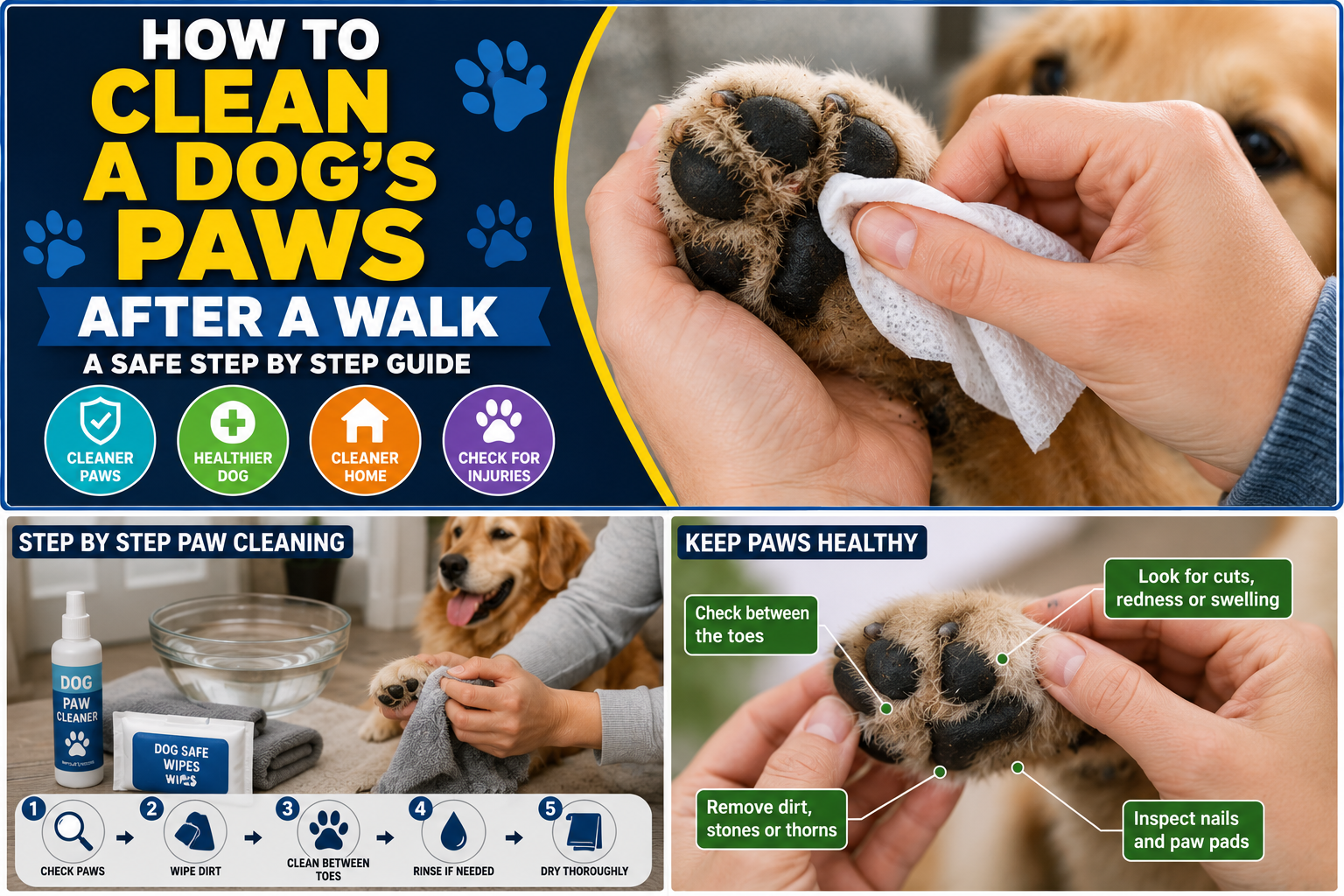 How to Clean a Dog’s Paws After a Walk: A Safe Step by Step Guide
