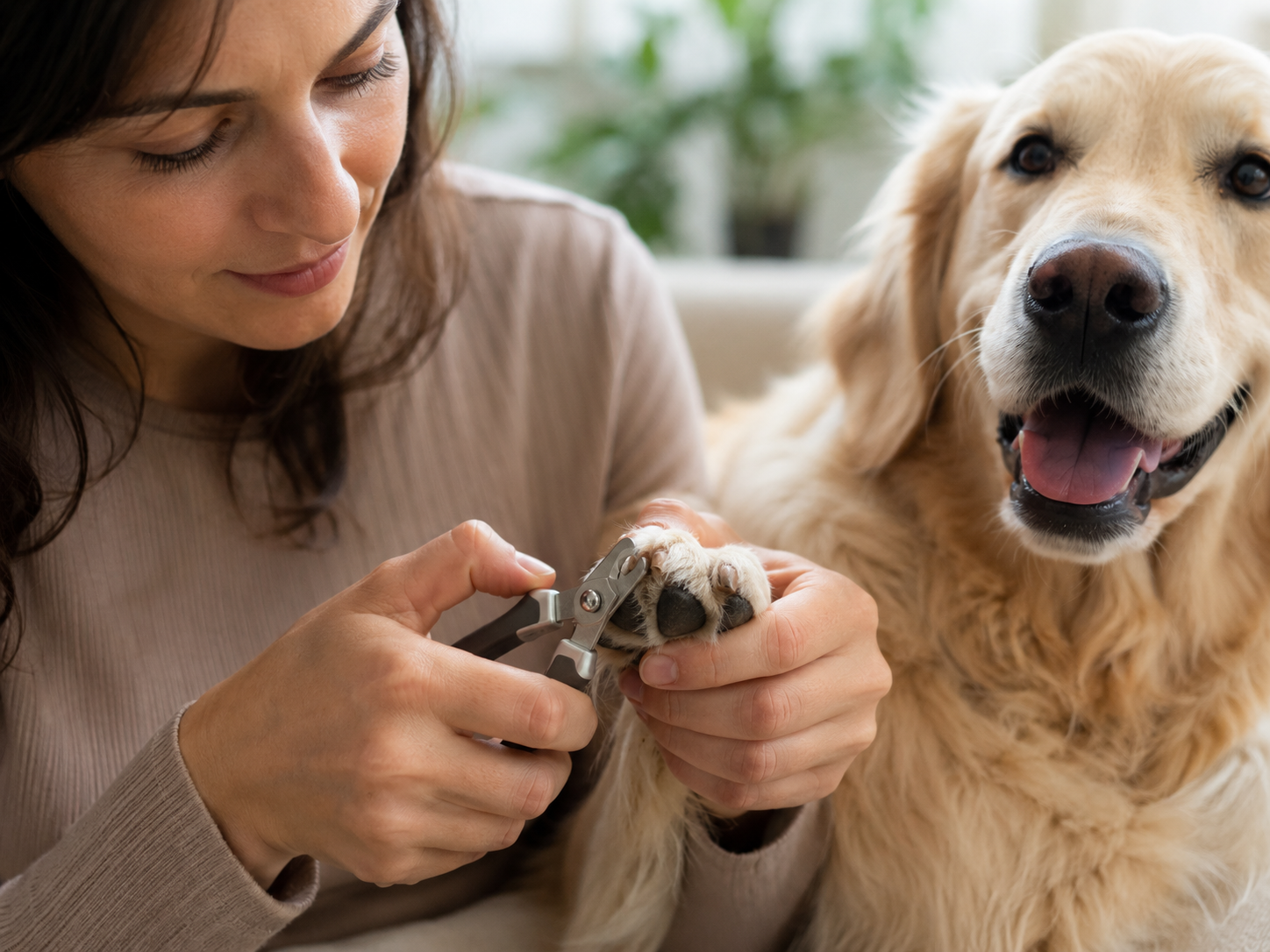 Dog brushing at home