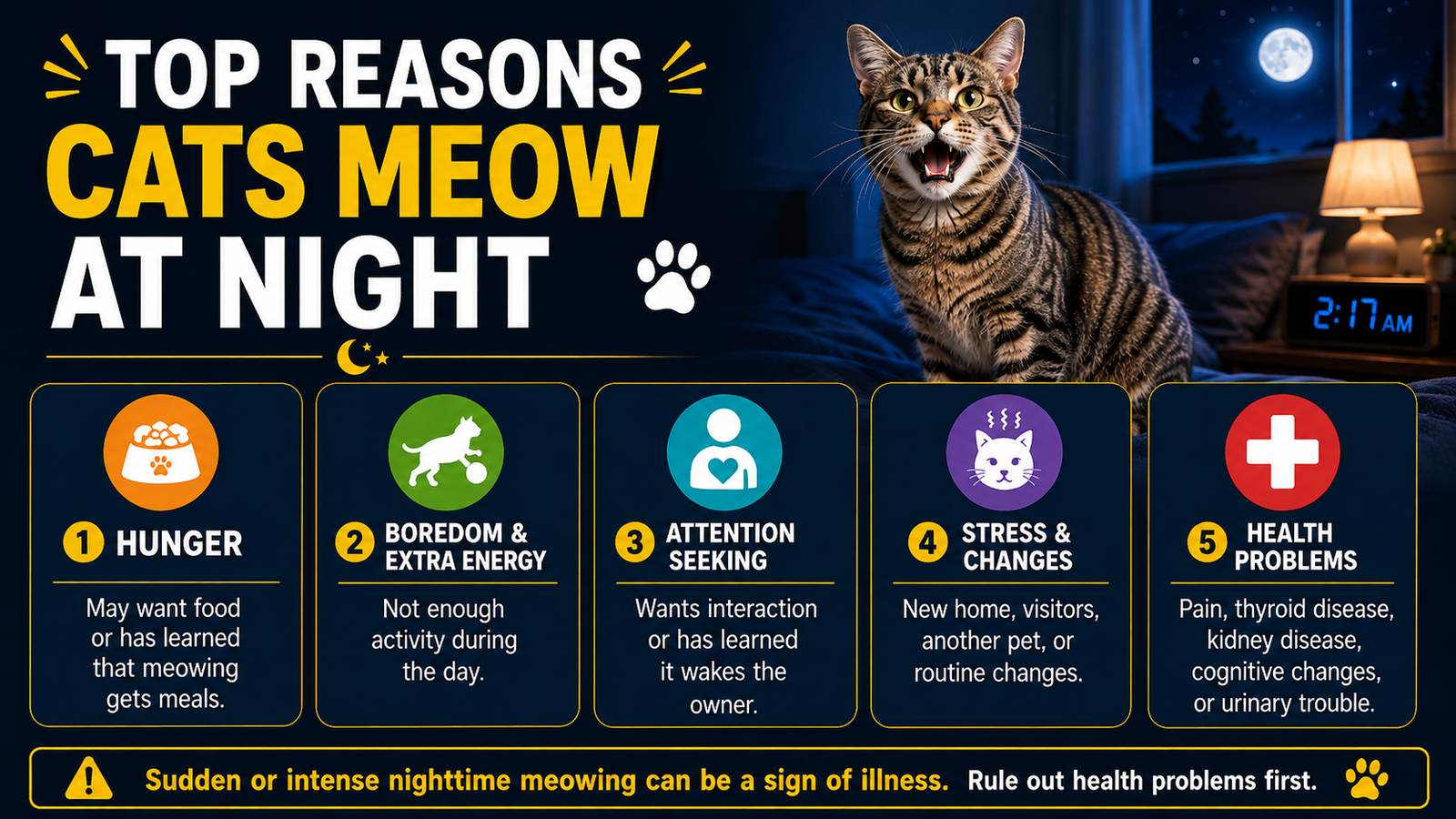 Why Does My Cat Meow at Night? Causes and Simple Solutions