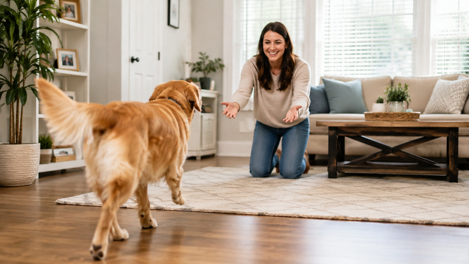 Dog brushing at home